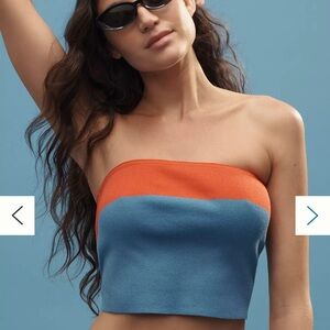 Anthropologie Vibrant Orange and Blue Crop Top